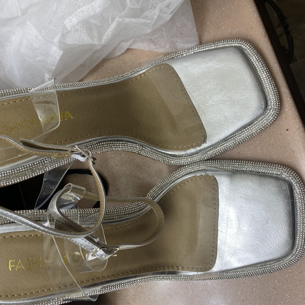 Fashion Nova Silver Strappy Heels